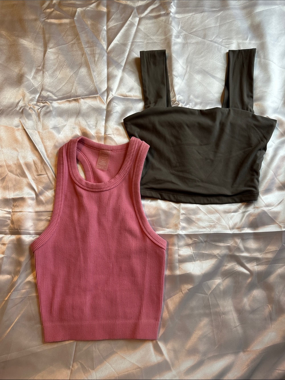 Dynamite Pink Ribbed Crop Tank Top